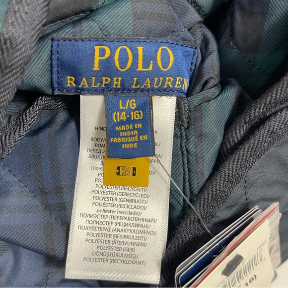 Polo Ralph Lauren kids reversible Blue and Green Plaid Jacket. L/G 14-16 - Picture 9 of 11